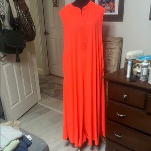 BUCKETLIST Orange Wide Leg Jumpsuit Casual Sleeveless